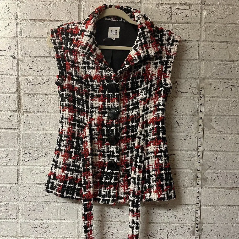 Luii Tweed Red Black Vest Small